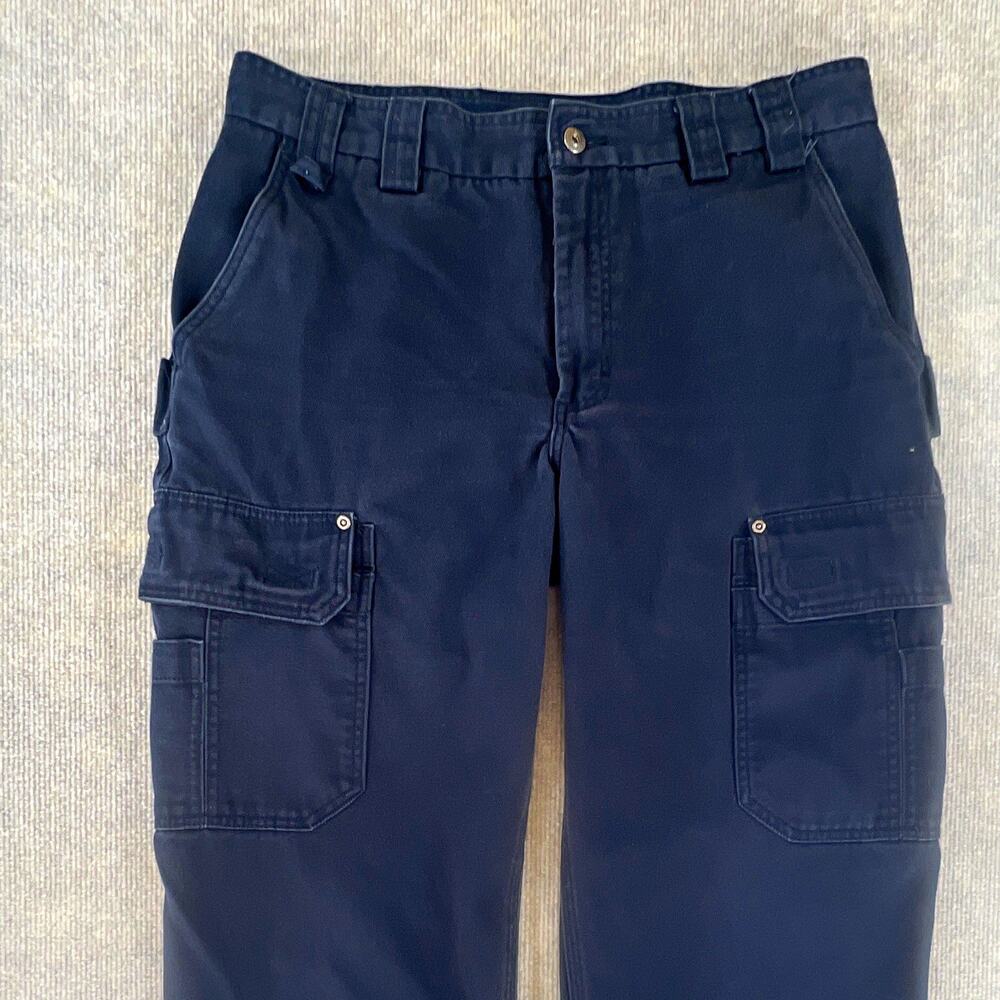 Duluth Trading Heavy Duty Mens Cargo Pants Blue Canvas Cotton Straight 36W/34L